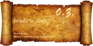 Orbán Zoé névjegykártya